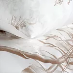 Pościel z satyny 160x200 PREMIUM 25 biała z wzorem egzotycznych brązowych liści z kolekcji Premium - 2
