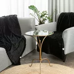 Koc na fotel 70x160 CINDY 6 czarny puszysty w drobny wzór Design 91 - 10