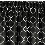 Zasłona na taśmie 140x270 MILI zaciemniająca typu dimout czarna z geometrycznym srebrnym nadrukiem - 4