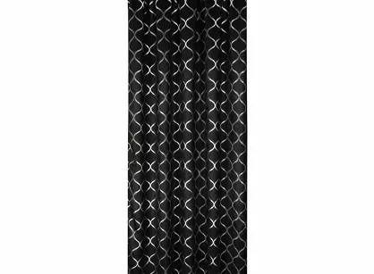 Zasłona gotowa na taśmie 140x270 MILI zaciemniająca typu dimout czarna z geometrycznym srebrnym nadrukiem