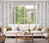 Zasłona na przelotkach 140x250 ODETA welwetowa biała z szampańskim nadrukiem liści - 8
