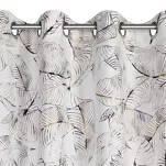 Zasłona na przelotkach 140x250 ODETA welwetowa biała z szampańskim nadrukiem liści - 4