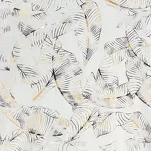 Zasłona na przelotkach 140x250 ODETA welwetowa biała z szampańskim nadrukiem liści - 2