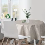 Obrus na taras fi 150 GARDEN 11 beżowy wodoodporny subtelny wzór białych liści - 5