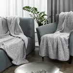 Koc 150x200 KOALA stalowy biały wzór miękkiego baranka - 3