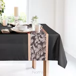 Obrus 140x300 z bieżnikiem 33x300 ANITA 1 czarny z wzorem paproci - 5