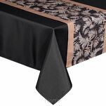 Obrus 140x300 z bieżnikiem 33x300 ANITA 1 czarny z wzorem paproci - 4