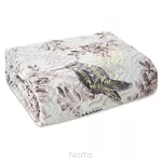 Narzuta pikowana 170x210 POLY biała z wzorem beżowych ptaszków i kwiatów ze złotym nadrukiem liści Design 91 - 3