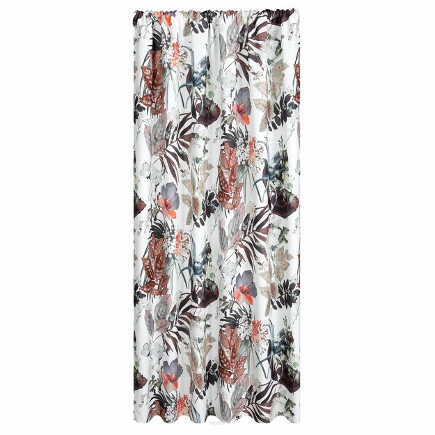 Zasłona na taras 155x200 GARDEN 21 w tunelu biała z pomarańczowym wzorem kwiatowym wodoodporna