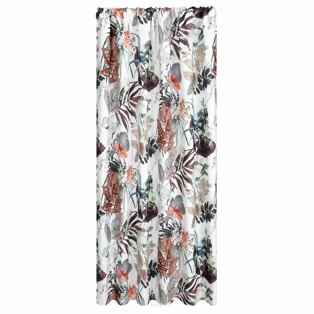 Zasłona na taras 155x200 GARDEN 21 w tunelu biała z pomarańczowym wzorem kwiatowym wodoodporna