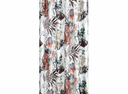 Zasłona na taras 155x200 GARDEN 21 w tunelu biała z pomarańczowym wzorem kwiatowym wodoodporna