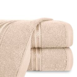 Ręcznik bawełniany 30x50 LORI beżowy z delikatną bordiurą z błyszczącą nicią
