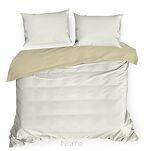 Pościel satynowa 140x200 NOVA 3 dwukolorowa gładka kremowa beżowa - 6