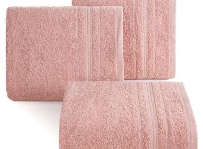Ręcznik 30x50 ELMA pudrowy z delikatną żakardową bordiurą w tonacji ręcznika