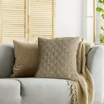 Poszewka jednokolorowa 45x45 LEN 1 ciemny beż pikowana imitująca len - 3