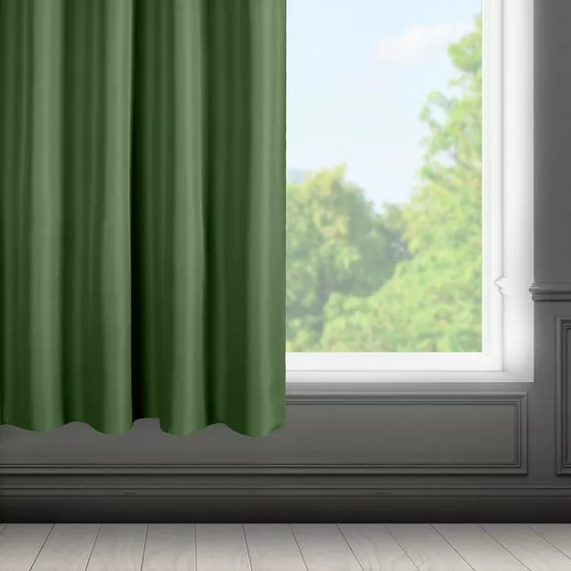 Zasłona na taśmie 140x175 RITA jednokolorowa ciemna zieleń z miękkiej tkaniny