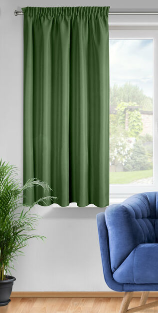 Zasłona na taśmie 140x175 RITA jednokolorowa ciemna zieleń z miękkiej tkaniny