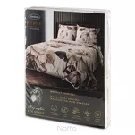 Pościel z makosatyny 160x200 DAKOTA Eva Minge beżowa brązowa wzór botaniczny Premium - 6