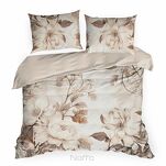 Pościel z makosatyny 160x200 DAKOTA Eva Minge beżowa brązowa wzór botaniczny Premium - 2
