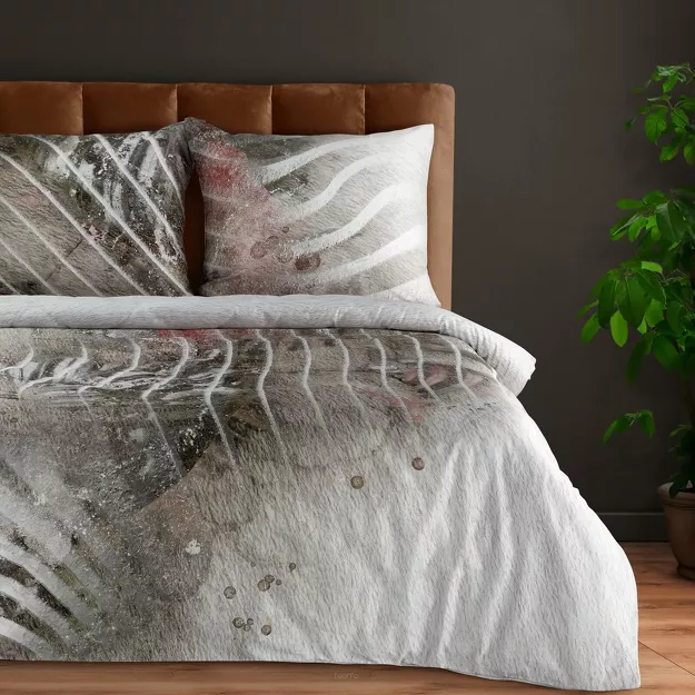 Pościel z makosatyny 220x200 EVA 19 Eva Minge szara z designerskim wzorem z kolekcji Premium