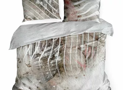 Pościel z makosatyny 220x200 EVA 19 Eva Minge szara z designerskim wzorem z kolekcji Premium