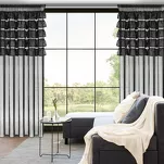 Firana na taśmie 140x270 AURA czarna z etaminy zdobiona w górnej części falbanami - 12