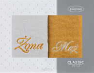 Komplet Ręczników 2x70x140 MĄŻ ŻONA srebrne musztardowe - 2