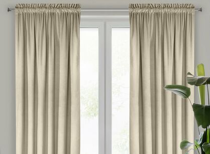 Zasłona na taśmie 140x270 MELANIE welwetowa jasny beż o aksamitnej strukturze