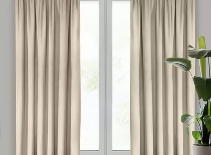 Zasłona na taśmie 140x270 MELANIE welwetowa jasny beż o aksamitnej strukturze