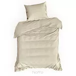 Pościel satynowa 140x200 VERA jednokolorowa gładka kremowa w prążki - 4