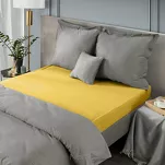 Prześcieradło z bawełny jersey z gumką musztardowe 120x200 Design 91 - 6
