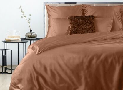 Pościel satynowa 140x200 NOVA 3 jednokolorowa gładka ceglana