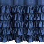 Zasłona na przelotkach 140x250 CARLI welwetowa granatowa jednokolorowa zdobiona w dolnej części falbanami z paskiem cyrkonii - 3