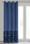 Zasłona na przelotkach 140x250 CARLI welwetowa granatowa jednokolorowa zdobiona w dolnej części falbanami z paskiem cyrkonii - 5