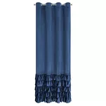 Zasłona na przelotkach 140x250 CARLI welwetowa granatowa jednokolorowa zdobiona w dolnej części falbanami z paskiem cyrkonii - 9