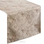 Bieżnik 40x140 ISLA ciemny beż z żakardowym wzorem liści bananowca - 6