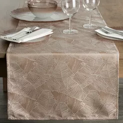 Bieżnik 40x140 ISLA ciemny beż z żakardowym wzorem liści bananowca