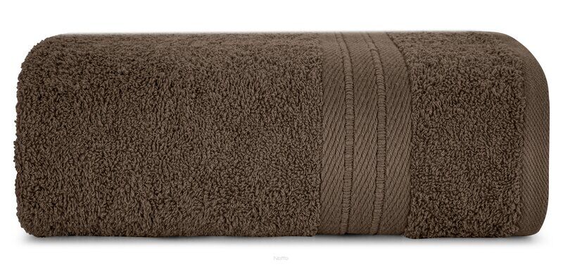 Ręcznik bawełniany 70x140 KAYA brązowy zdobiony bordiurą w pasy