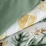 Pościel satynowa 220x200 SPRING 91 biała ciemna zieleń z wzorem cytryn z kolekcji Classic - 3