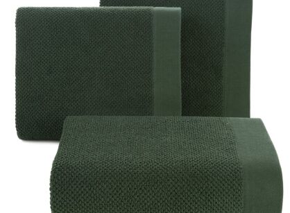 Ręcznik bawełniany 30x50 RISO ciemna zieleń o ryżowej strukturze z gładką bordiurą