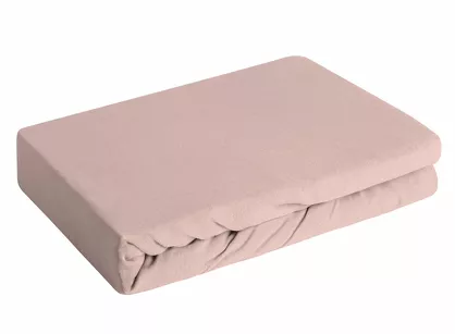 Prześcieradło z bawełny jersey 3 z gumką pudrowy róż 90x200