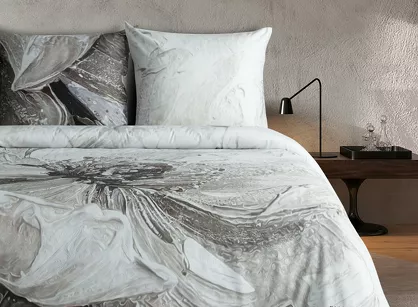 Pościel z makosatyny 220x200 AMAYA Eva Minge jasny brąz szara designerski wzór Premium