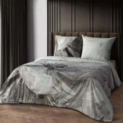 Pościel z makosatyny 220x200 AMAYA Eva Minge jasny brąz szara designerski wzór Premium