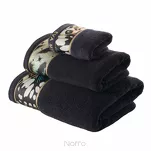 Ręcznik 70x140 EVA 15 Eva Minge czarny zdobiony bordiurą z designerskim wzorem w motyle z kolekcji Premium - 2