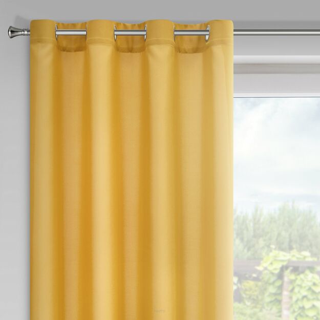 Zasłona na przelotkach 140x175 RITA jednokolorowa musztardowa z miękkiej tkaniny