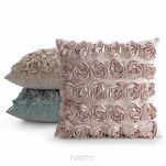 Poszewka welwetowa 45x45 ROSES 1 miętowa Eva Minge z aplikacją róż 3D - 5