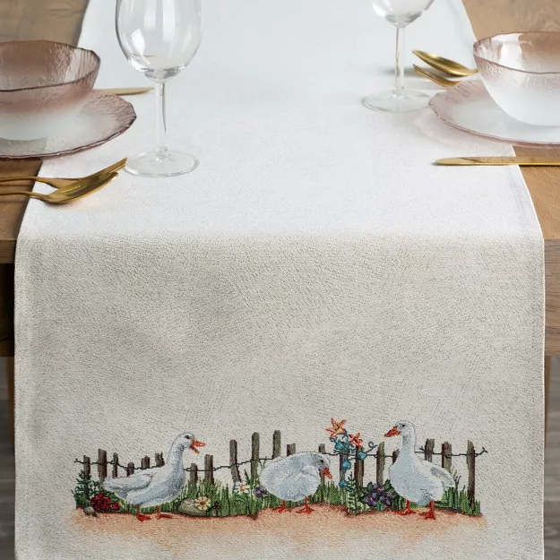 Bieżnik wielkanocny 45x140 4097 gobelinowy naturalny zielony gąski