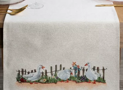 Bieżnik wielkanocny 45x140 4097 gobelinowy naturalny zielony gąski