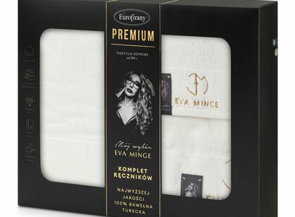 Komplet ręczników GAJA 3 Eva Minge kremowe z welwetową bordiurą sygnowaną logo projektantki