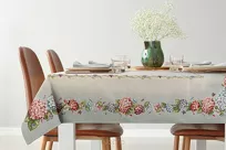 Obrus gobelinowy 140x180 1227 popielaty z wzorem kwiatów hortensji - 2